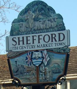 close up of Shefford town sign February 2008